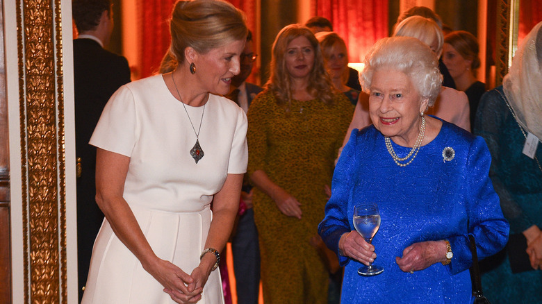 Queen Elizabeth II and Sophie, Countess of Wessex attend a reception 2019