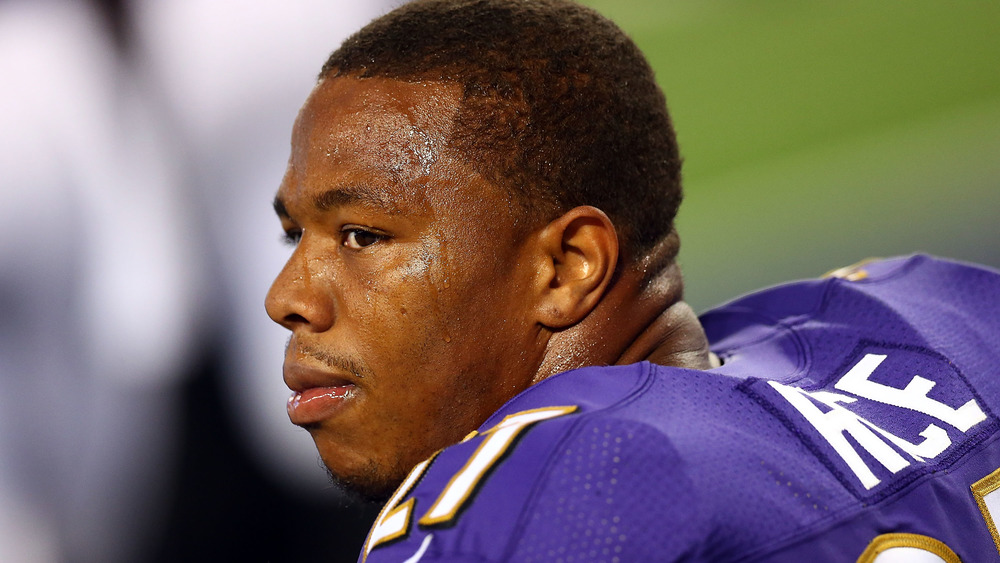 Ray Rice sweating on the sidelines