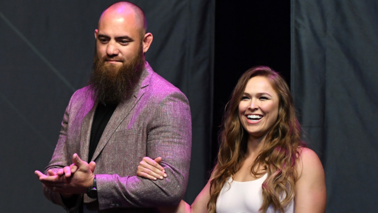 Travis Browne and Ronda Rousey at an event in 2018