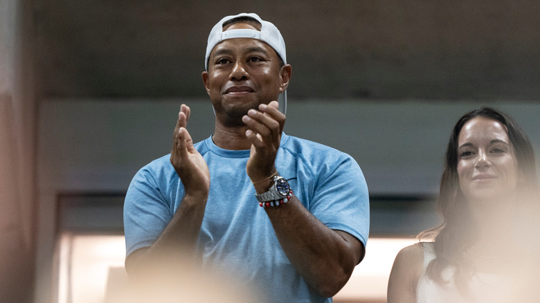 Tiger Woods cheering on Serena WIlliams