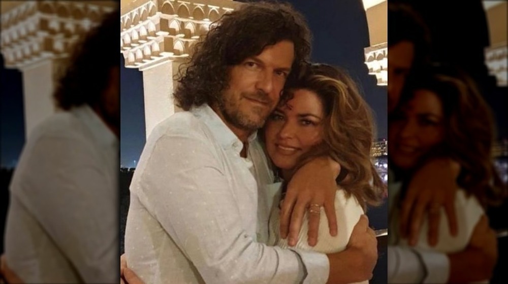 Frederic Thiebaud hugging Shania Twain