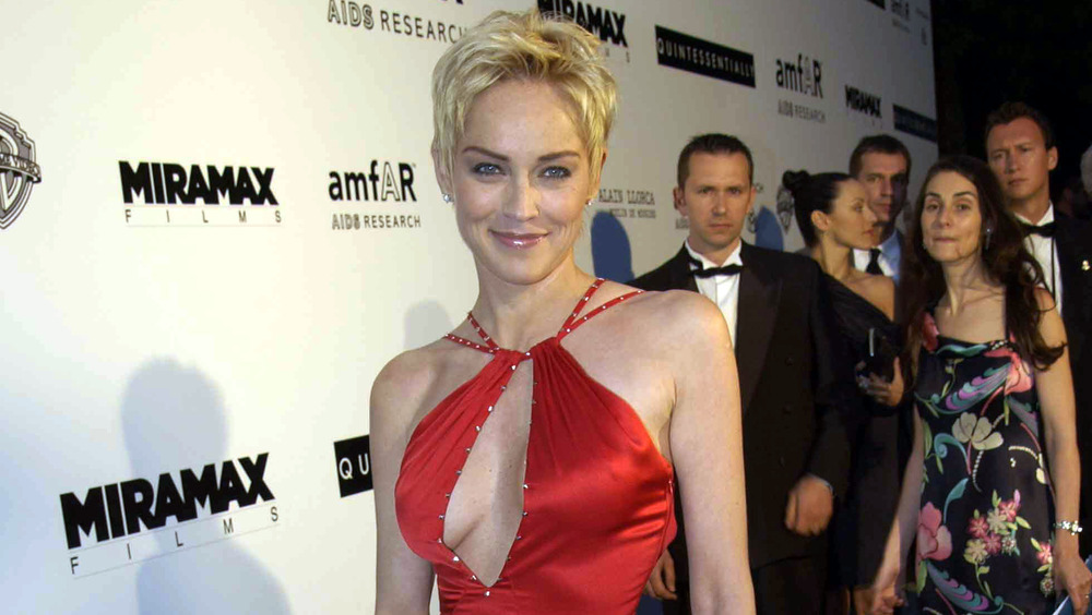 Sharon Stone posing on the red carpet