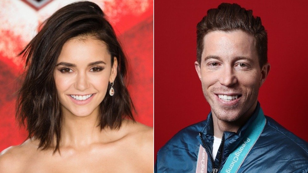 Split image of Nina Dobrev and Shaun White smiling