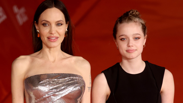 Angelina Jolie and Shiloh Jolie Pitt attending the red carpet of the movie "Eternals"