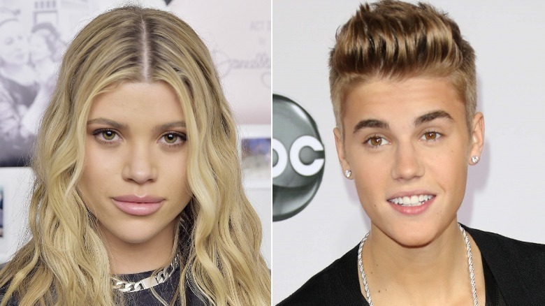 Sofia Richie and Justin Bieber smile 