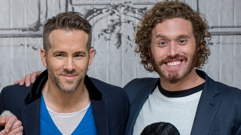 Ryan Reynolds, T.J. Miller smiling