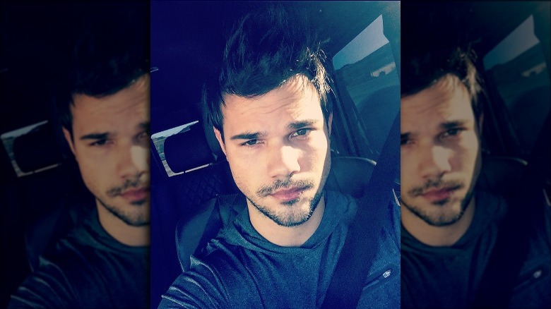 Taylor Lautner selfie in car