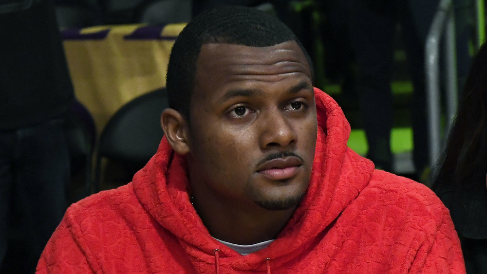 Deshaun Watson looking stoic at a Lakers games