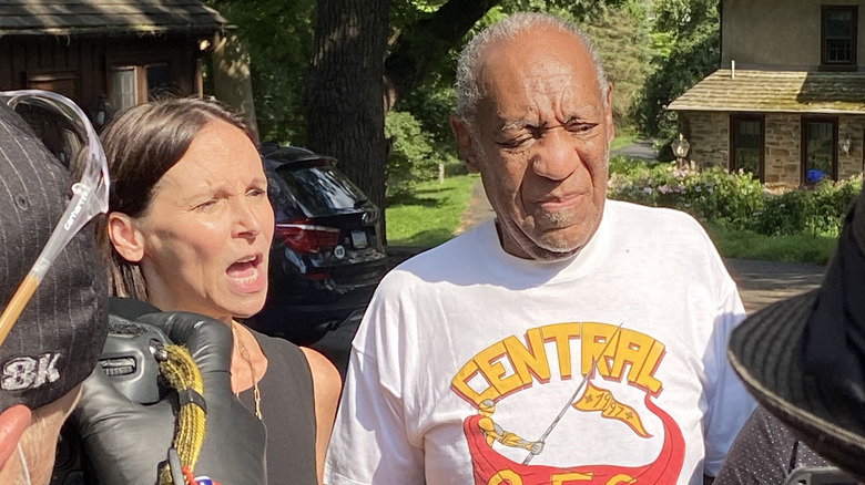 Bill Cosby and his lawyer speak to the press after he's released from prison