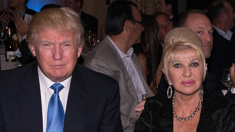 Donald Trump smirks, Ivana Trump scowls