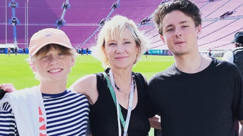 Atlas Tupper, Anne Heche, Homer Laffoon at stadium May 2022