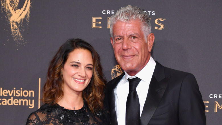 Anthony Bourdain and Asia Argento smiling together