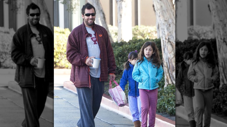 Adam Sander during a shopping trip with daughters