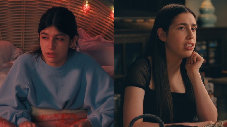 Split image of Sunny, left, and Sadie, right, acting in Netflix movie