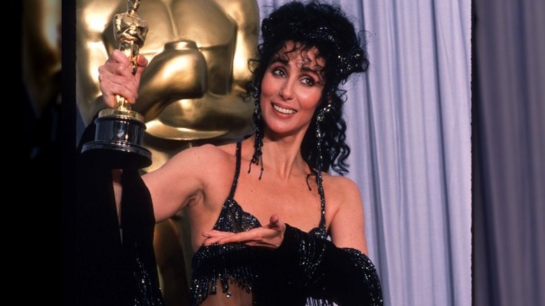 Cher in another black Bob Mackie Oscars look