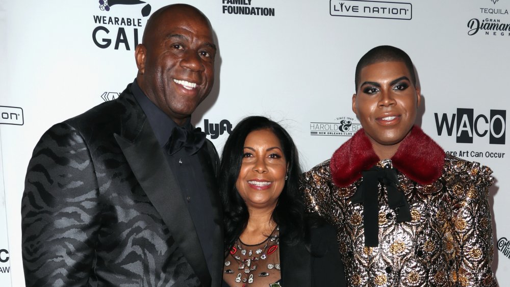 Magic, Cookie and EJ Johnson on red carpet