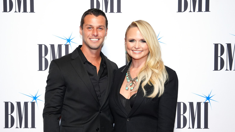 Miranda Lambert and Brendan McLoughlin matching in black at the BMI Country Awards