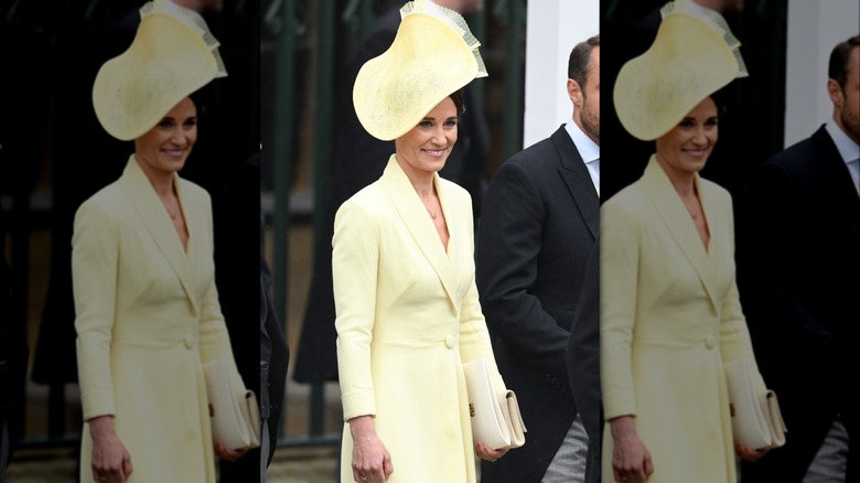 Pippa all dressed up in pastel yellow outfit