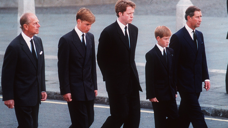 Prince Harry at Princess Diana's funeral march