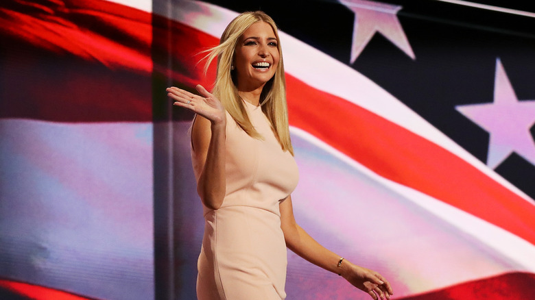 Ivanka Trump waving on stage