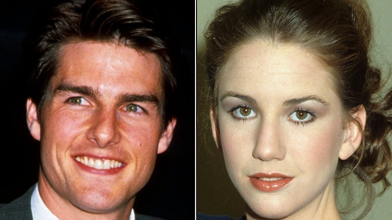 Tom Cruise, Melissa Gilbert, split image, both smiling