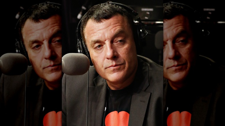 Tom Sizemore with microphone and head set