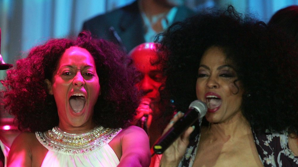 Tracee Ellis Ross and Diana Ross on stage in 2005