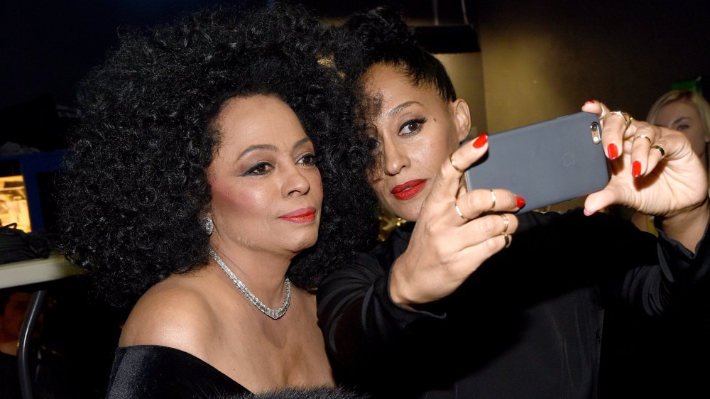 Diana Ross and Tracee Ellis Ross taking a selfie at the 2014 AMAs