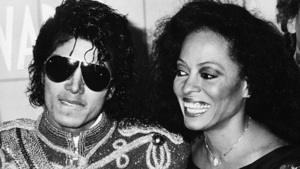 Black-and-white photo of Michael Jackson and Diana Ross at the 1984 AMAs