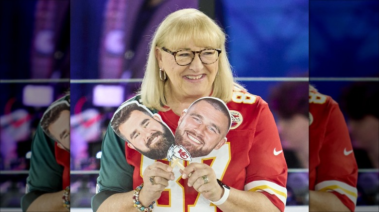 Donna Kelce supporting her sons during the Super Bowl