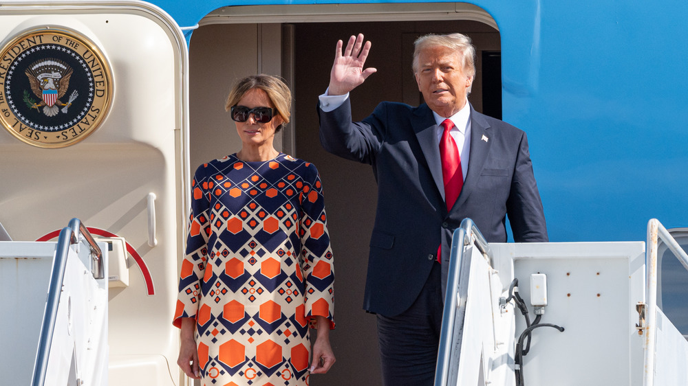 Melania and Donald Trump exiting Air Force One