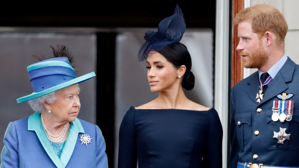 The queen with Meghan Markle and Prince Harry