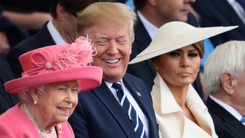 The queen with Donald and Melania Trump