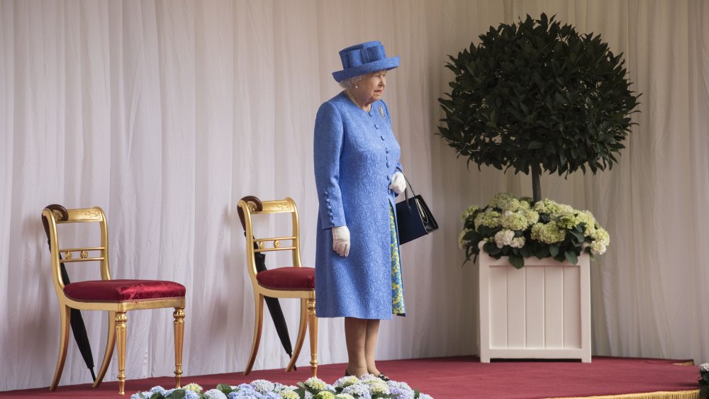 The queen awaiting Trump's arrival