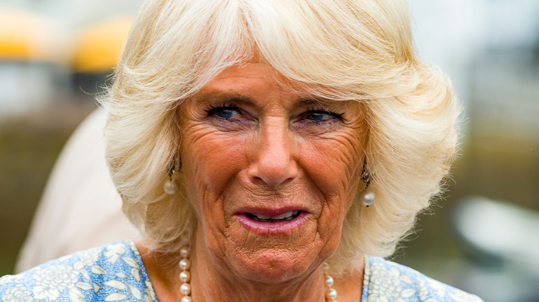 Camilla Parker Bowles looking to the side