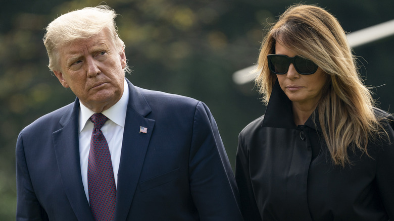 Donald and Melania Trump frowning