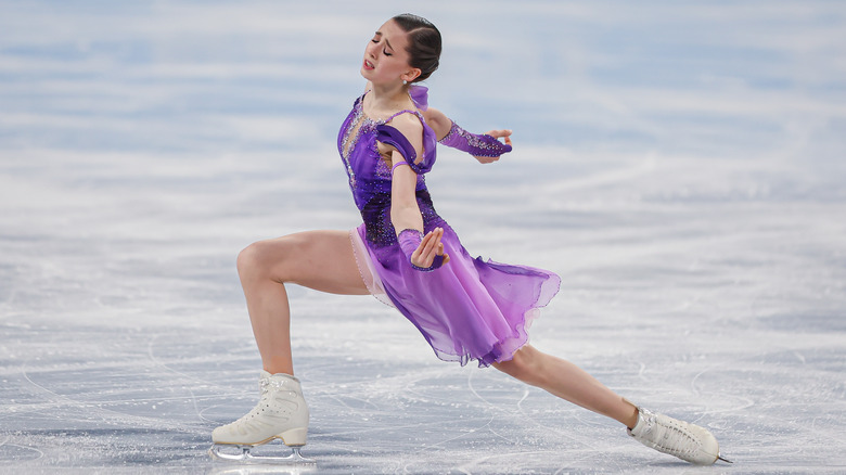 Kamila Valieva skating during the Women Single Skating Short Program