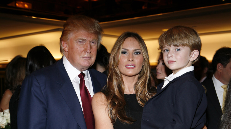 Donald Trump poses with Melania and young Barron