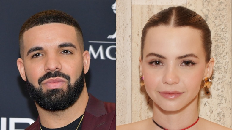 Split image of Drake and Bobbi Althoff in close-up