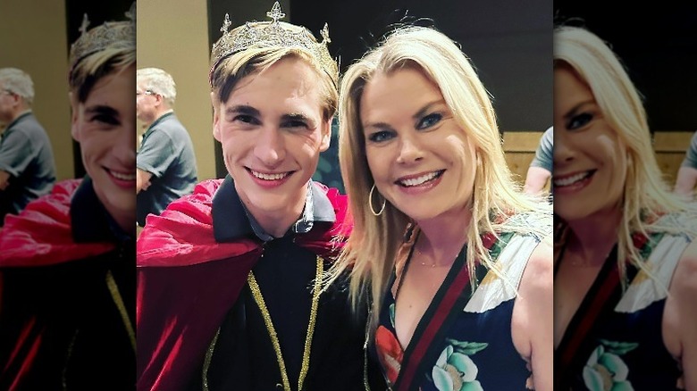 Alison Sweeney and her son at a play