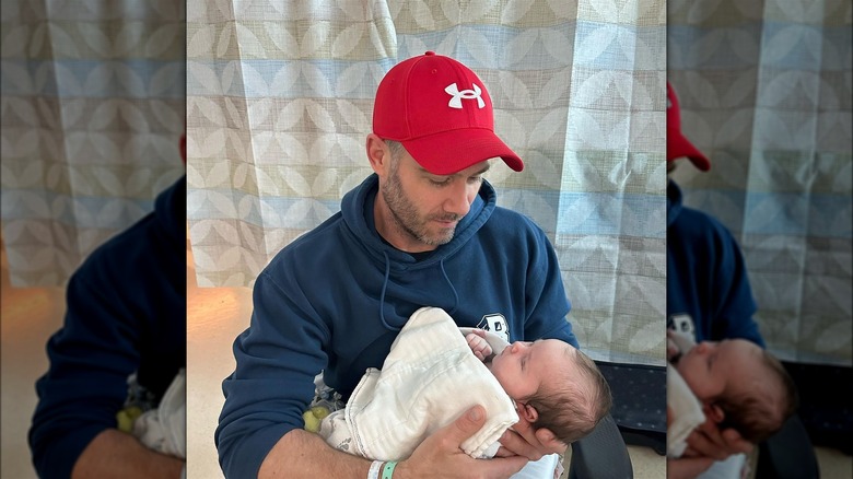 Luke MacFarlane with his daughter Tess 