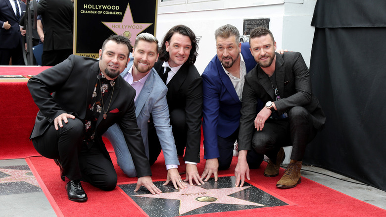 NSYNC posing on the Hollywood Walk of Fame