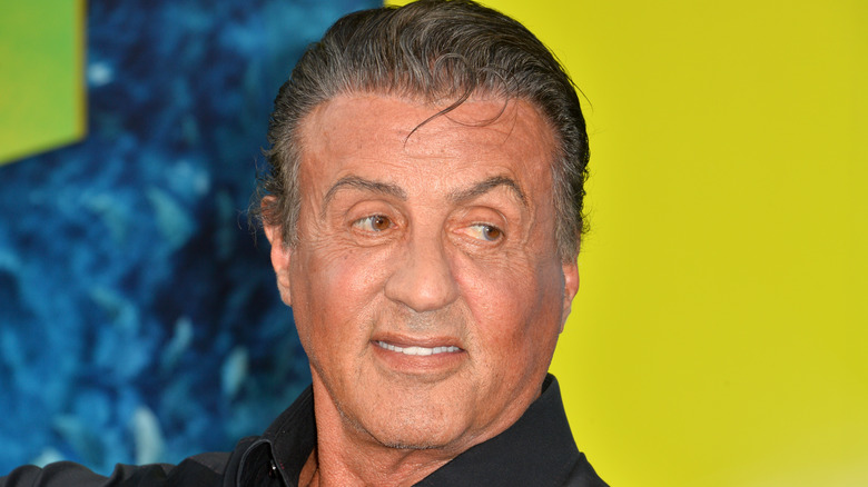 Sylvester Stallone smiling to the side