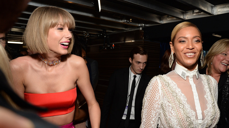 Taylor Swift and Beyoncé laughing
