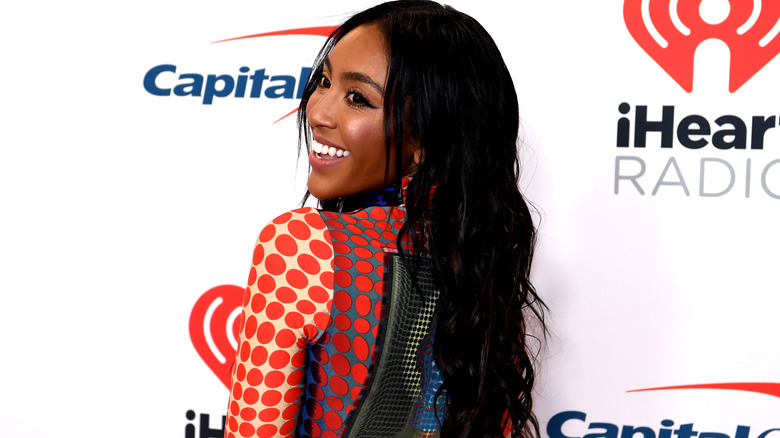 Tayshia Adams attends the 2021 iHeartRadio Music Festival 