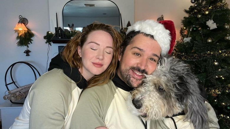 Camryn Grimes, Brock Powell, and their dog