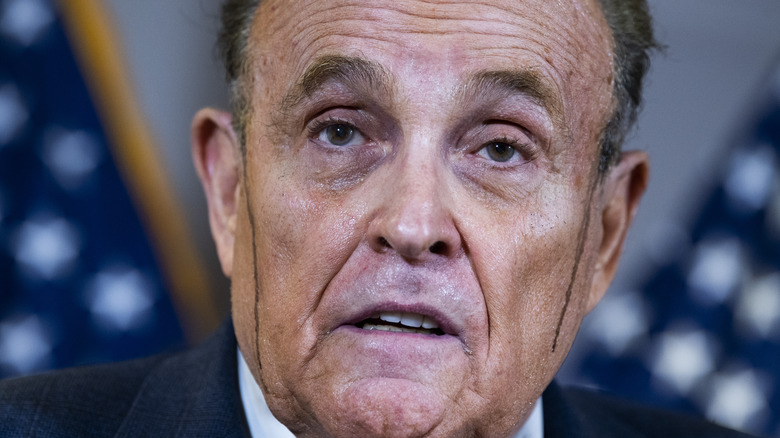 Rudy Guiliani with running hair dye