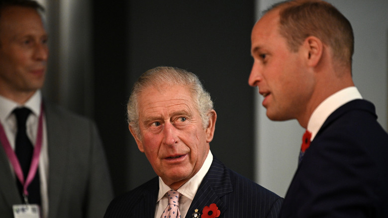 Prince Charles looking at Prince William