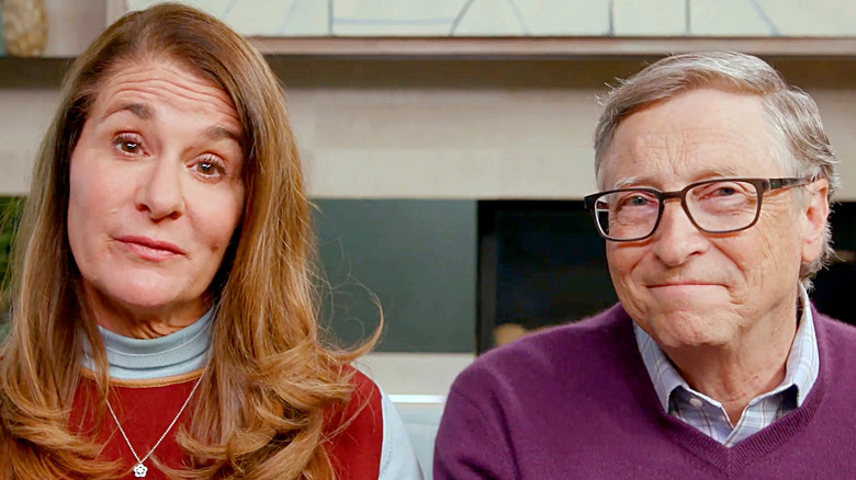 Melinda Gates and Bill Gates speaking