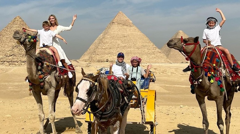 Kushner family with Egyptian pyramids